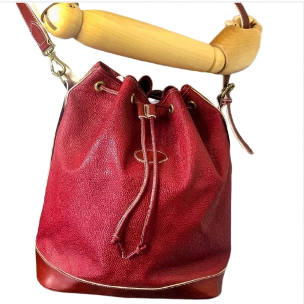 MULBERRY Scotchgrain Leather Drawstring Bucket Crossbody Shoulder Bag VINTAGE